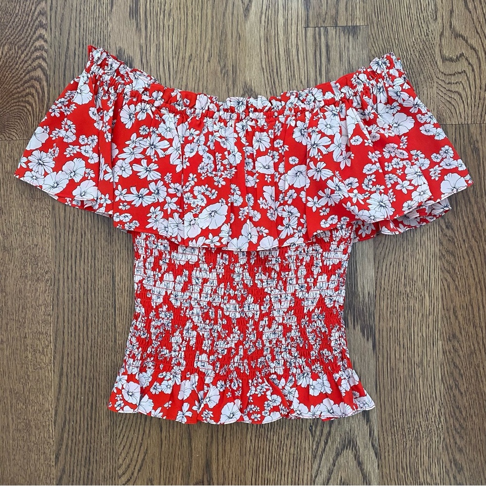 Floral Off-Shoulder Silk Top